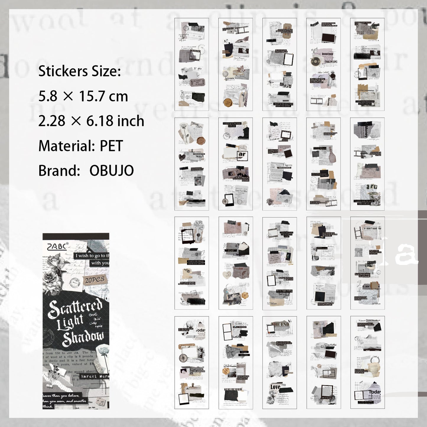 15 Sheets Vintage Collage Stickers Book JMSZ