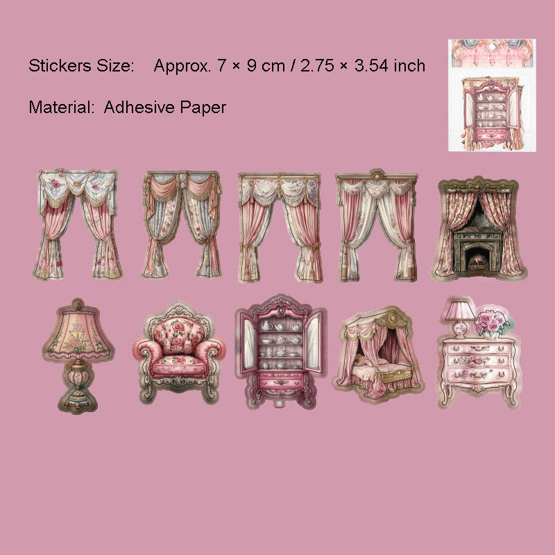 10 Pcs Curtain Furniture Cardstock Stickers ZLHY