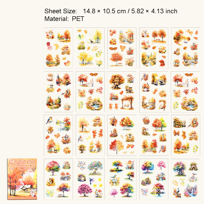 20 Pcs Garden Theme PET Stickers Book LLWS