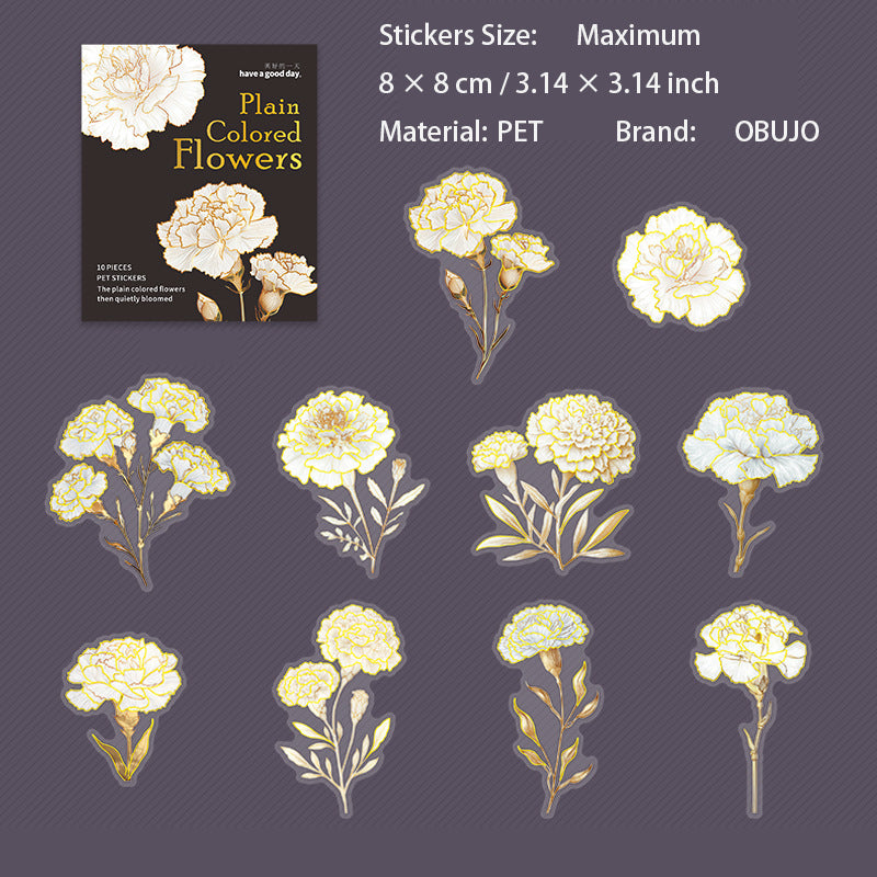 10 Pcs Gold Foil White Flower SSHK