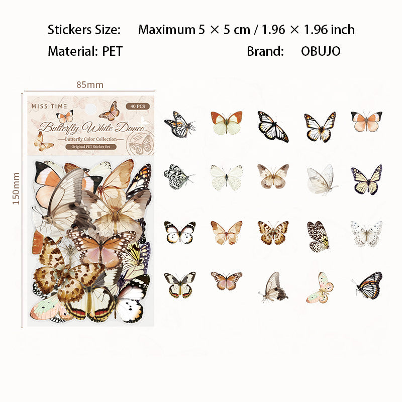 40 Pcs Butterfly PET Stickers DCJL