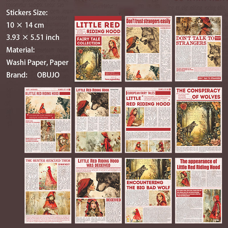 20 Pcs Fairy Tale Journal Paper and Washi Stickers THJXL