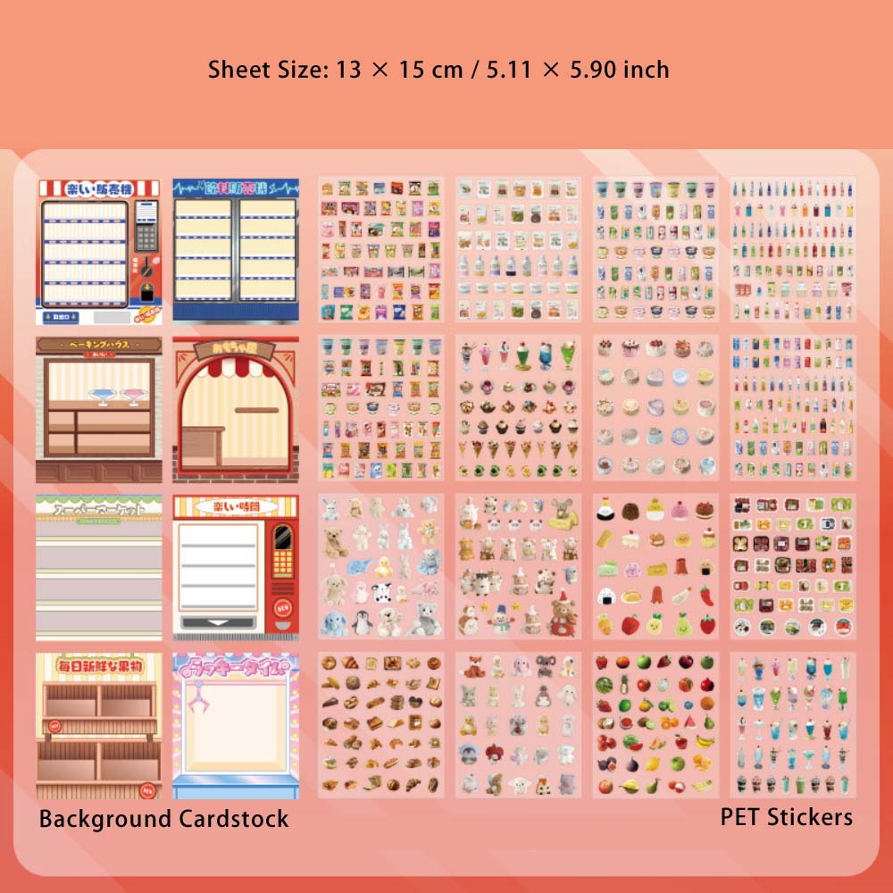 Diy Vending Machines PET Stickers Book FSKL