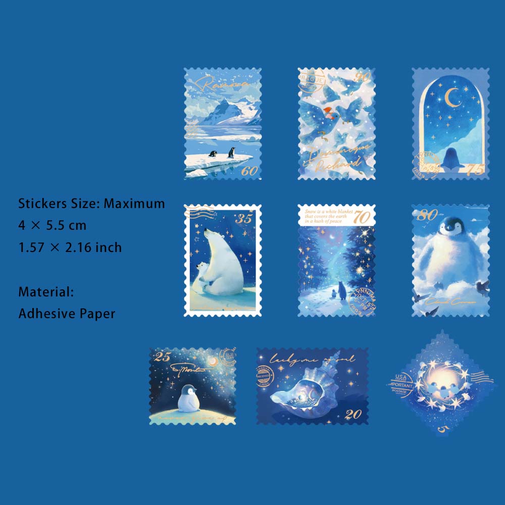 20 Pcs Gold Foil Postage Stamp Stickers XYHY