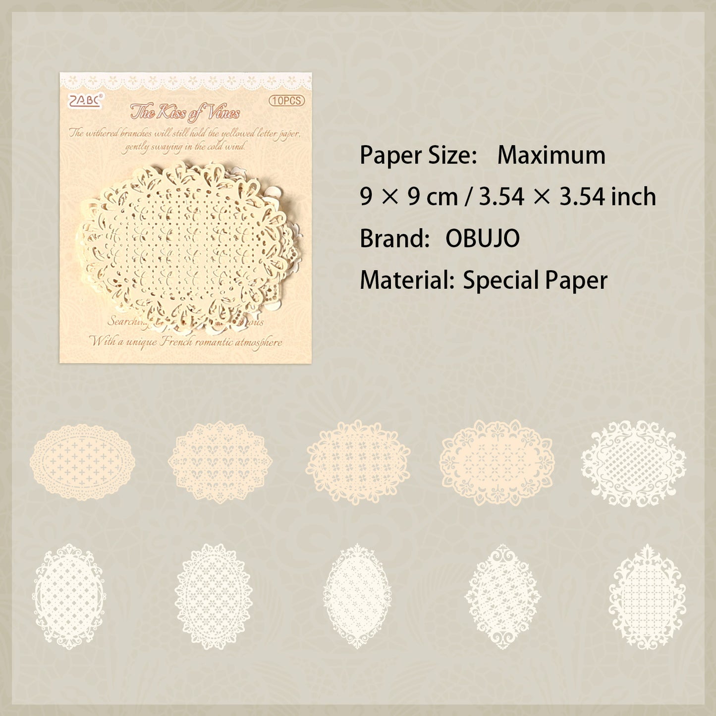 10 Pcs Hollow Cutout Lace Journal Paper GLXX