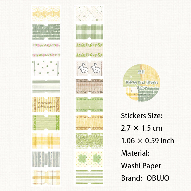 1 Roll Fabric Grid Washi Stickers Tape SZBB