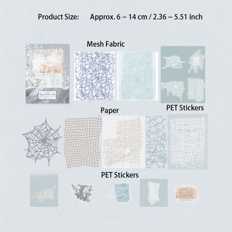 23 Pcs Textured Journal Paper and Fabric Mesh WSXL