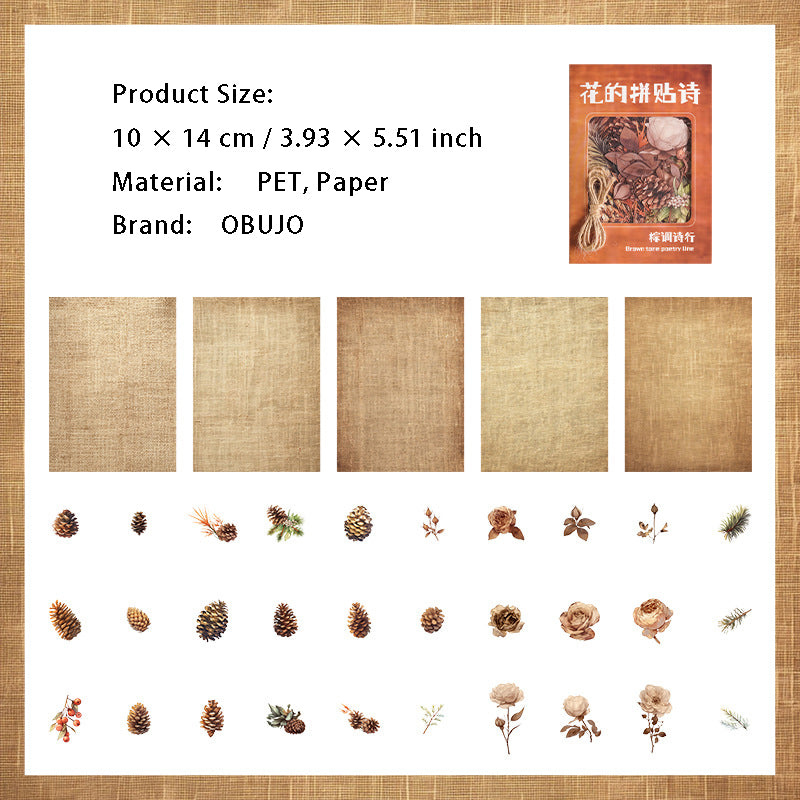 70 Pcs Floral Paper and Stickers Kit HDPTS