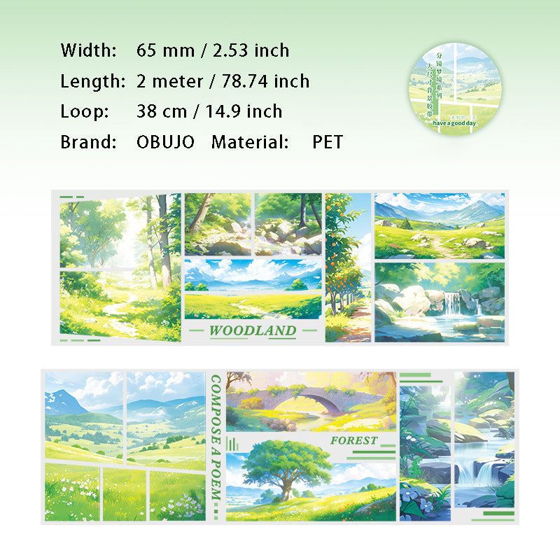 1 Roll Natural Landscape PET Stickers Tape FJMJ
