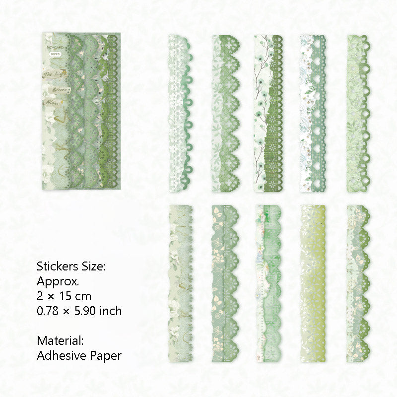 10 Pcs Cutout Lace Stickers YRZZ