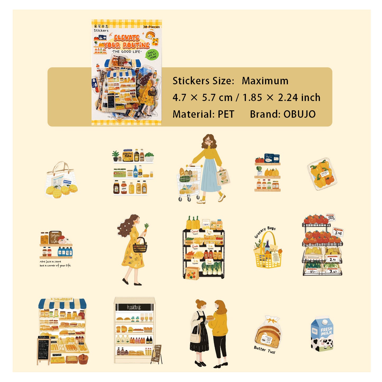 30 Pcs Dialy Life PET Stickers DLRC