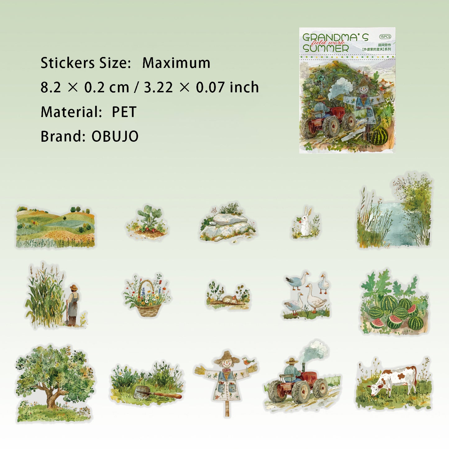 15 Pcs Summer Gadgets PET Stickers WPJXT