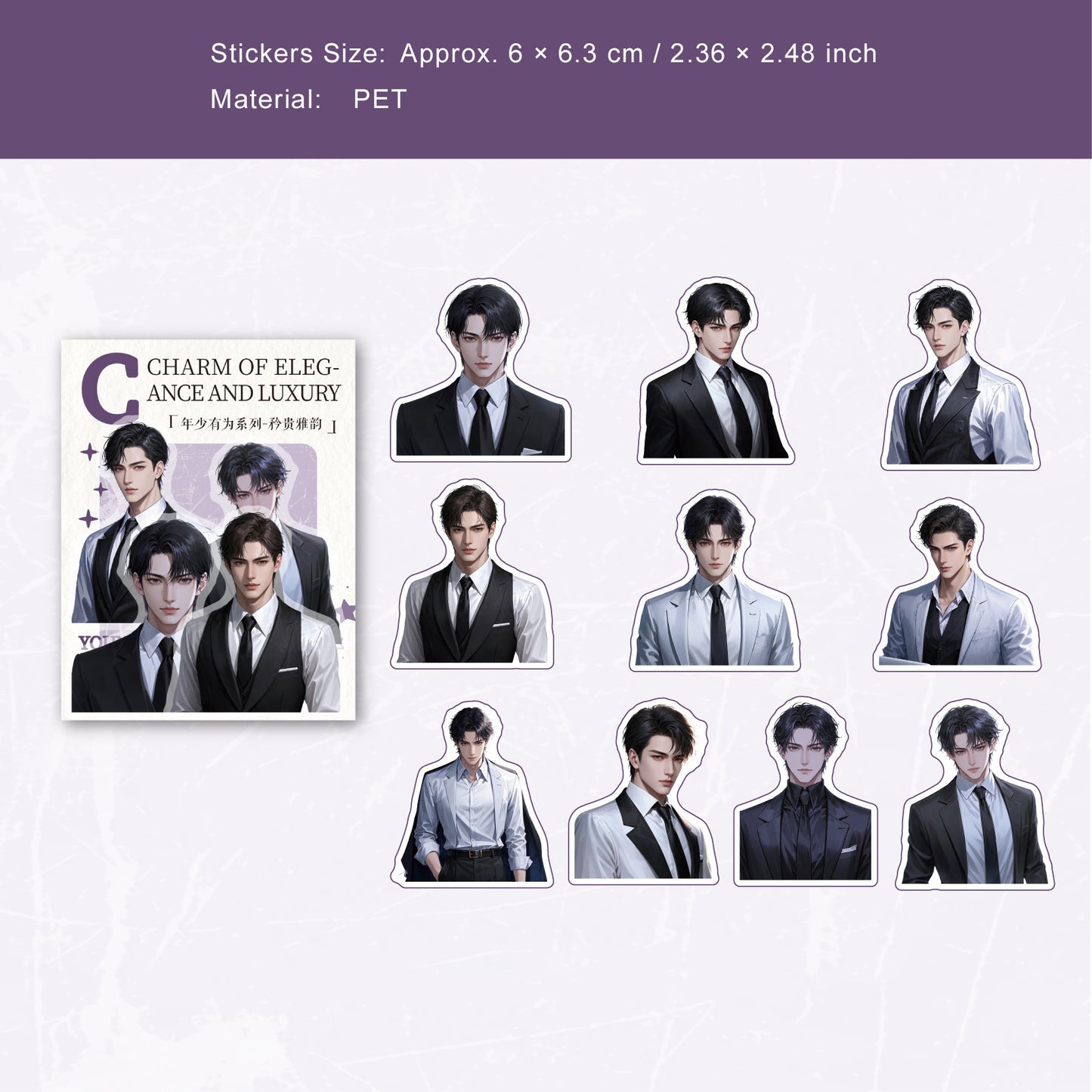 20 Pcs Handsome Boy PET Stickers NSYW