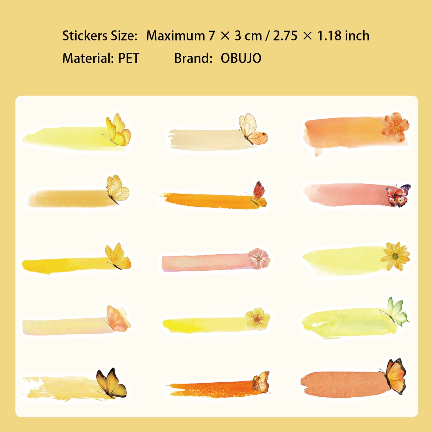 20 Pcs Watercolor Brush Paint PET Stickers HDSJ