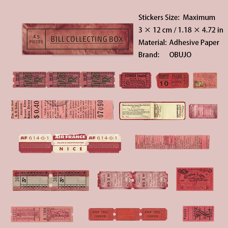 45 Pcs Vintage Tickets Stickers GDPWS