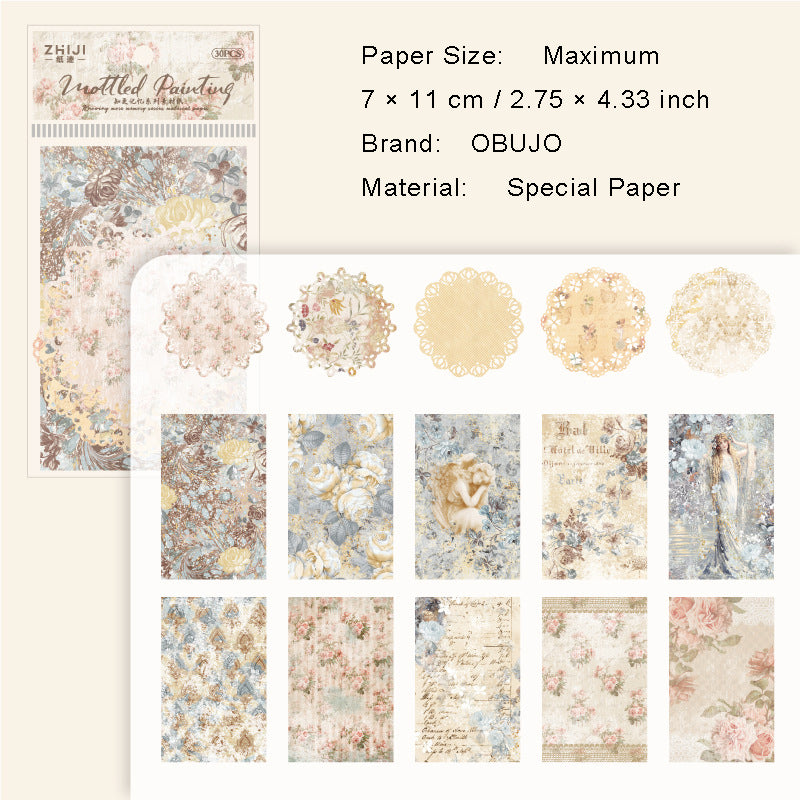 30 Pcs Lace Floral Scrapbook Paper ZGJY
