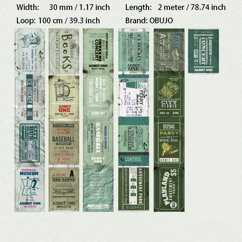1 Roll Vintage Tickets Stickers XHPJ