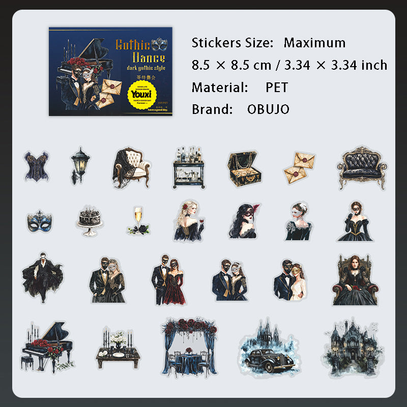 25 Pcs Gothic PET Stickers GTWH