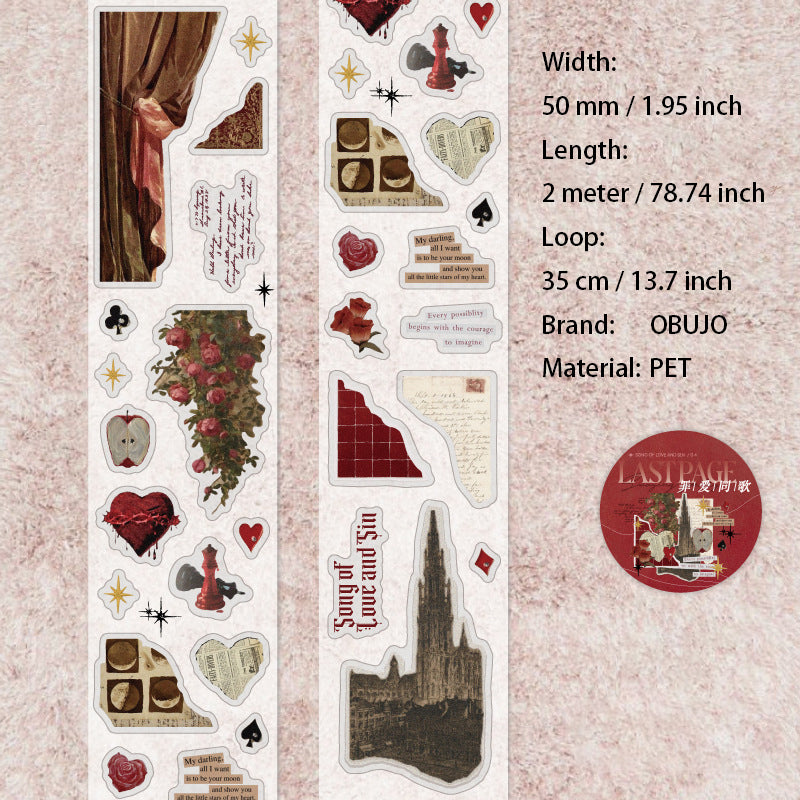 1 Roll Vintage Junk Journal Stickers Tape PTWY