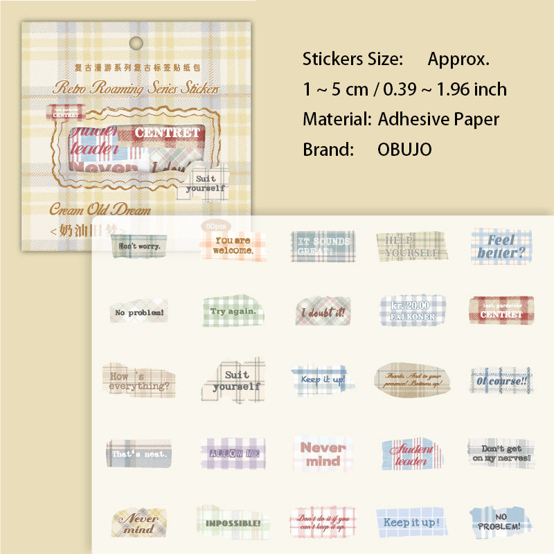 50 Pcs Vintage Words Stickers FGMY