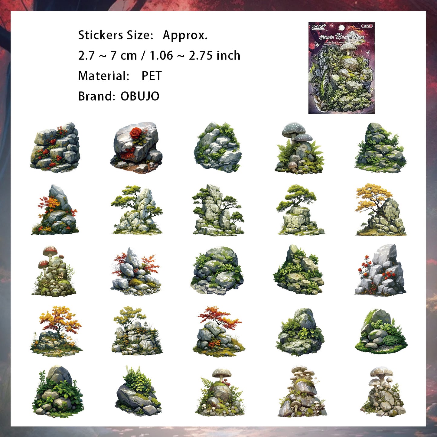 25 Pcs Wildland Theme PET Stickers LYMJ