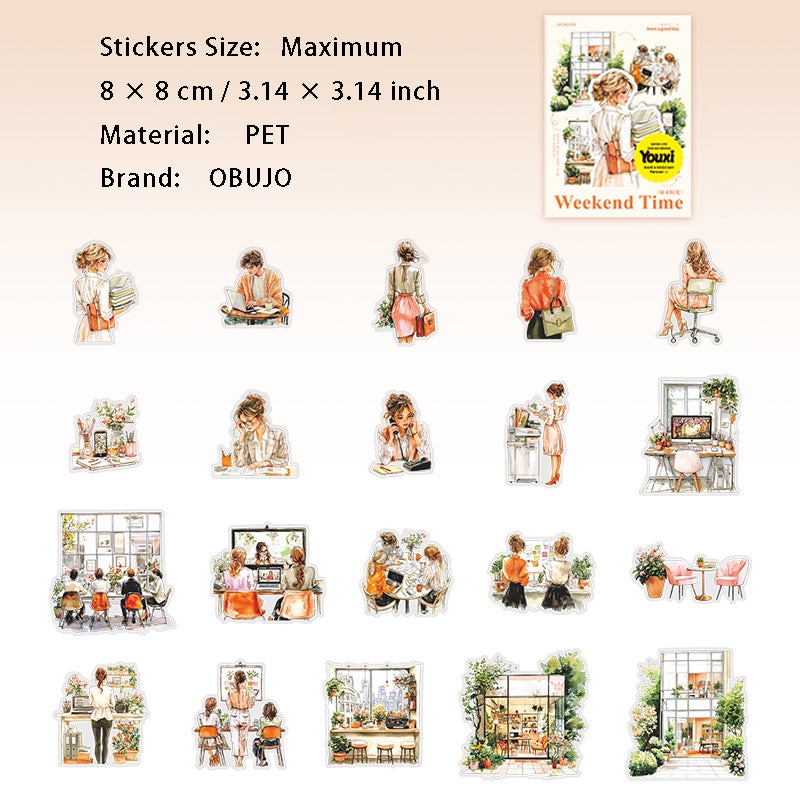 20 Pcs Weekend Daily PET Stickers ZMSG