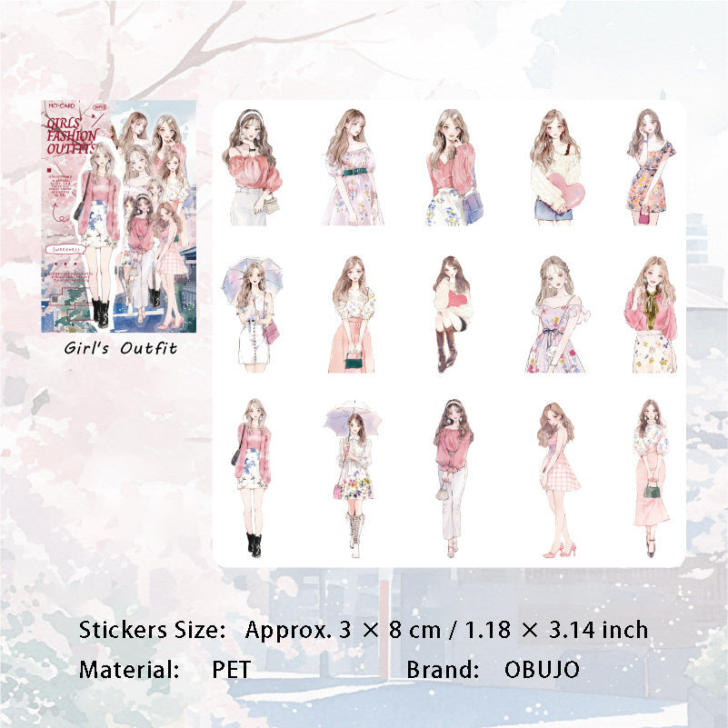 30 Pcs Fashion Girl PET Stickers JRCD