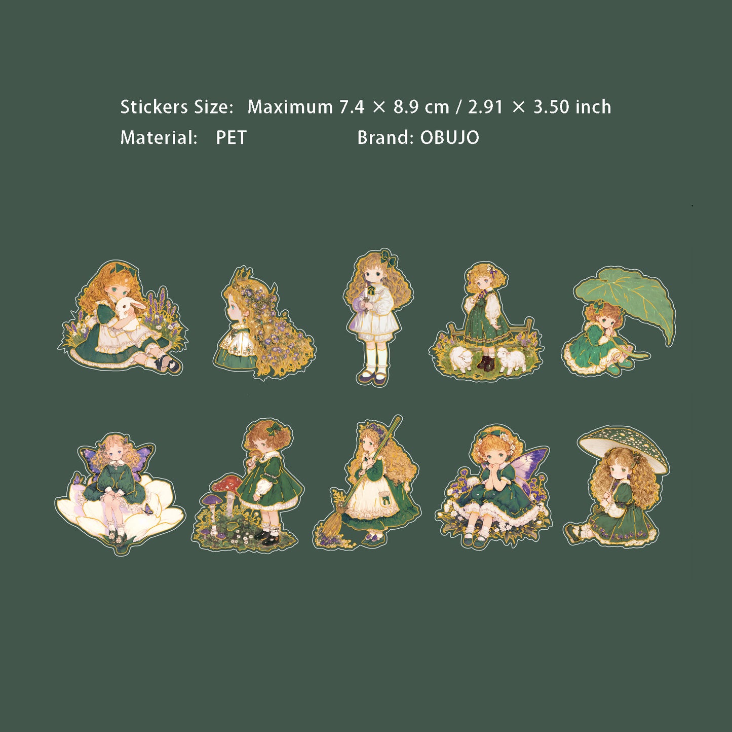 10 Pcs Fairy Girl PET Stickers THJC