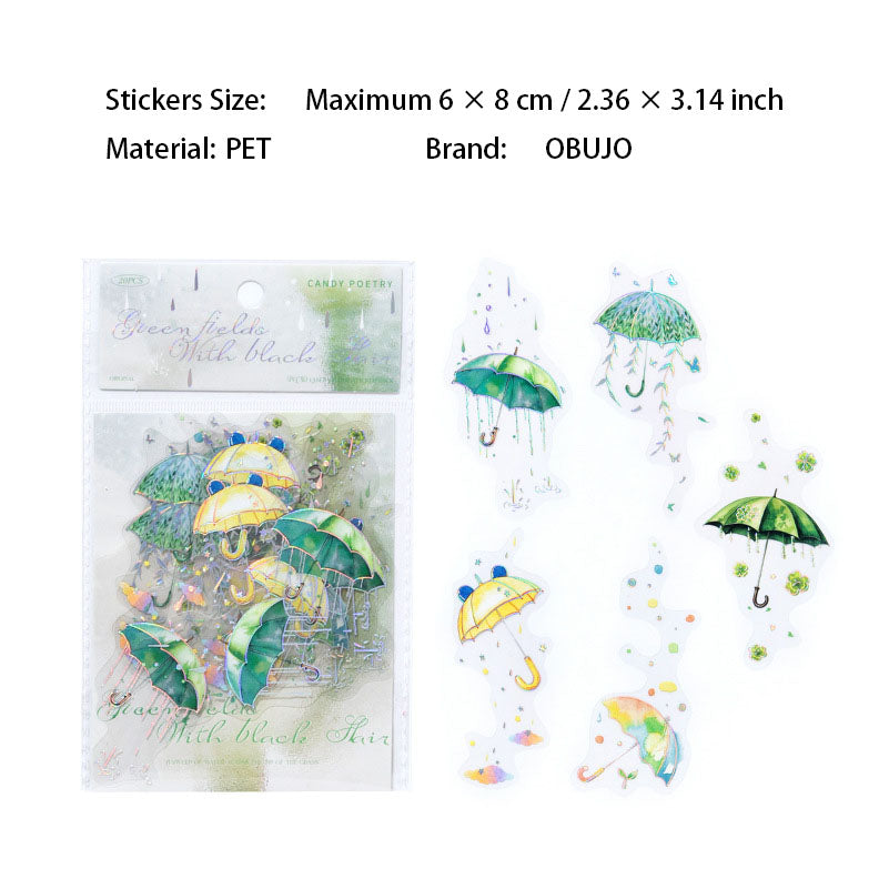 20 Pcs Umbrella Themed Stickers YJLX