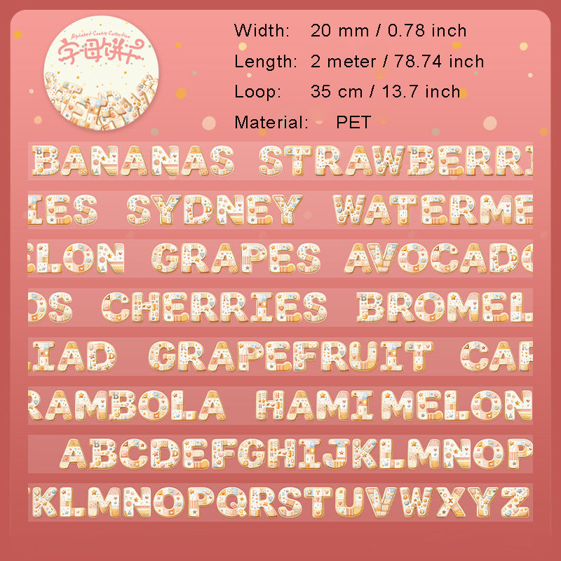 1 Roll Cookie Letter Planner Stickers Tape ZMBG