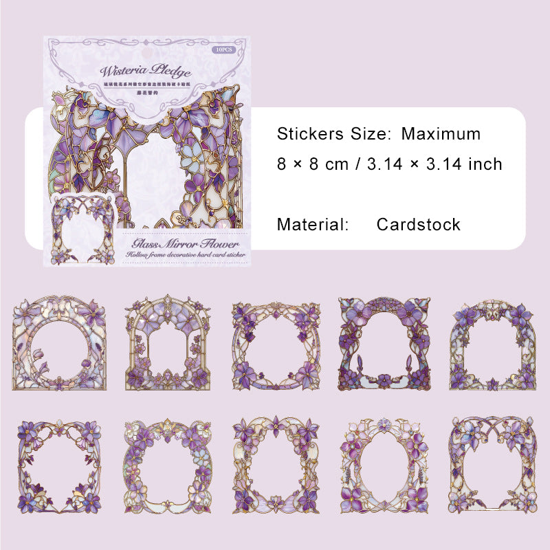 10 Pcs Floral Frame Cardstock Stickers LLJH