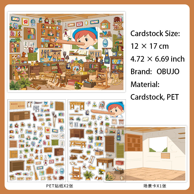 3D House Scene DIY Stickers Kit WDXWEY