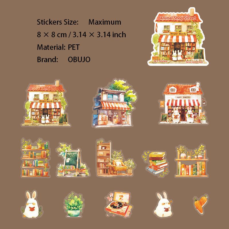 13 Pcs Animal Shop Store PET Stickers DWSD