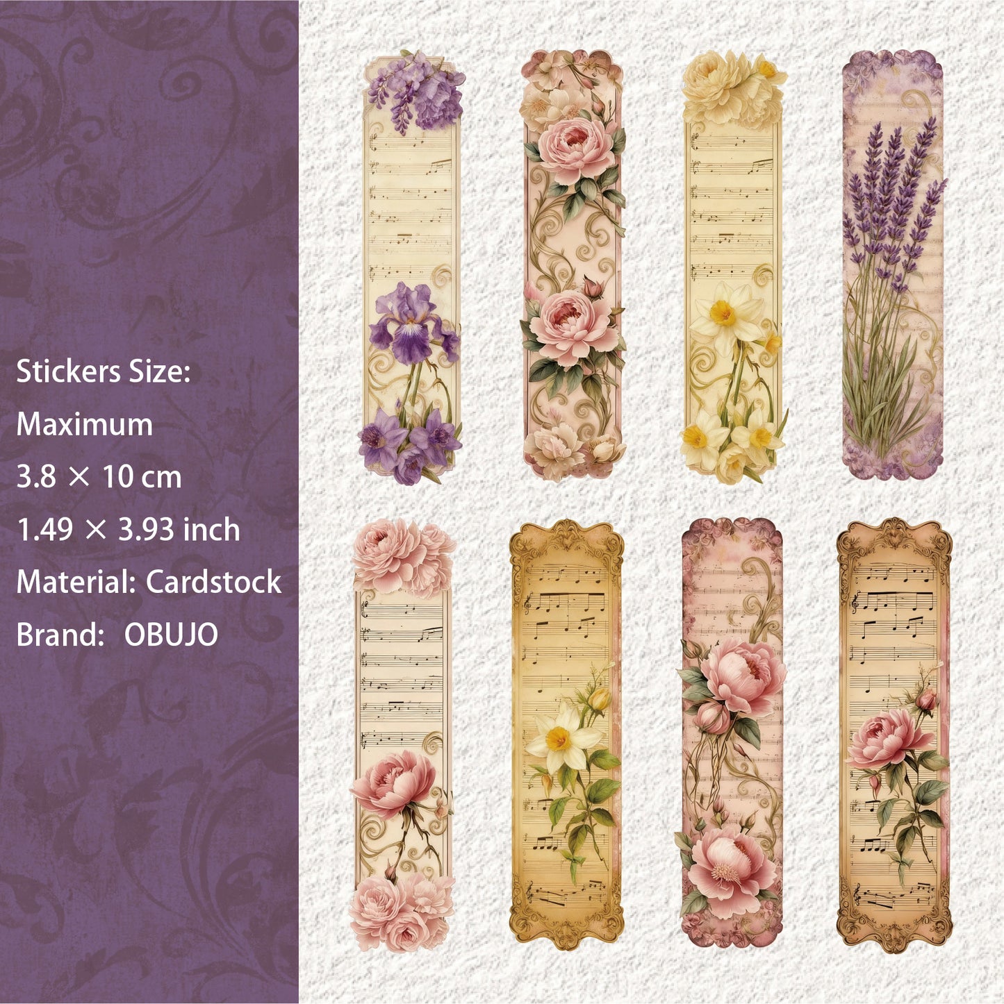 15 Pcs Vitnage Floral Cardstock Stickers SJXL