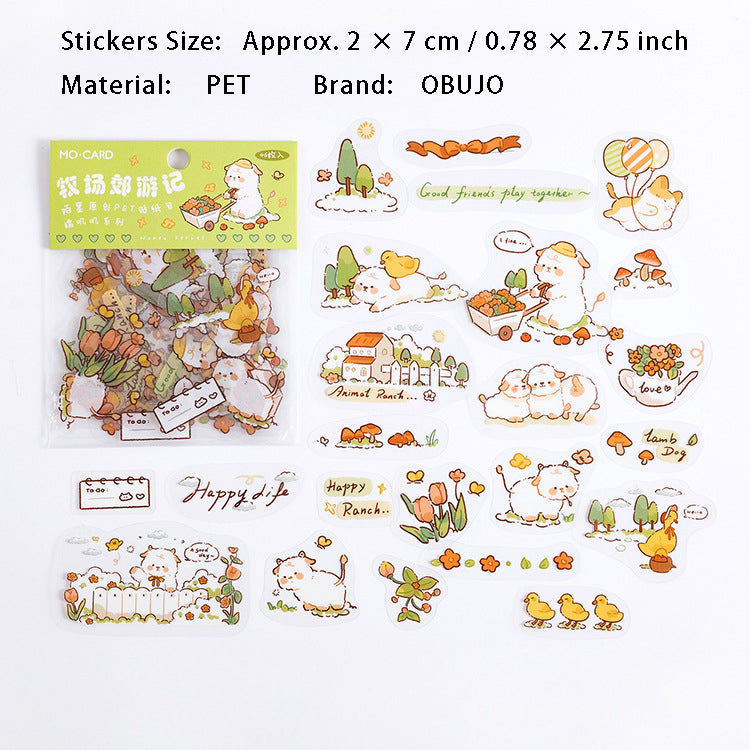46 Pcs Cute Animal PET Stickers NJJXL