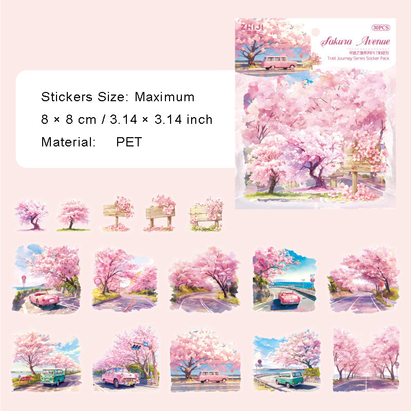 15 Pcs Natural Landscape PET Stickers XJZL