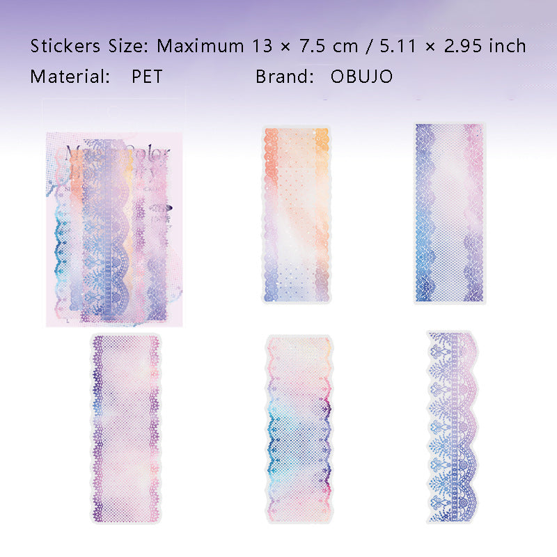 10 Pcs Rainbow Lace PET Stickers HCBJ