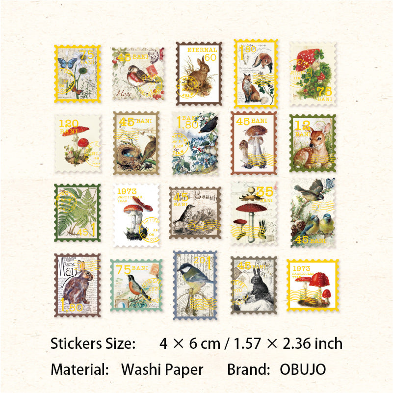 40 Pcs Vintage Post Stamp Washi Stickers YJLX