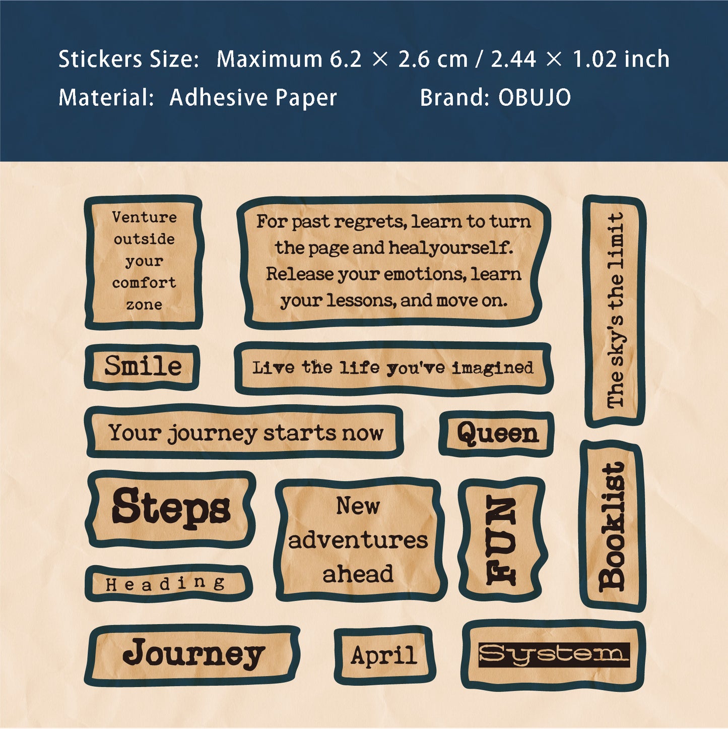 30 Pcs Vintage Quote Stickers XYXL