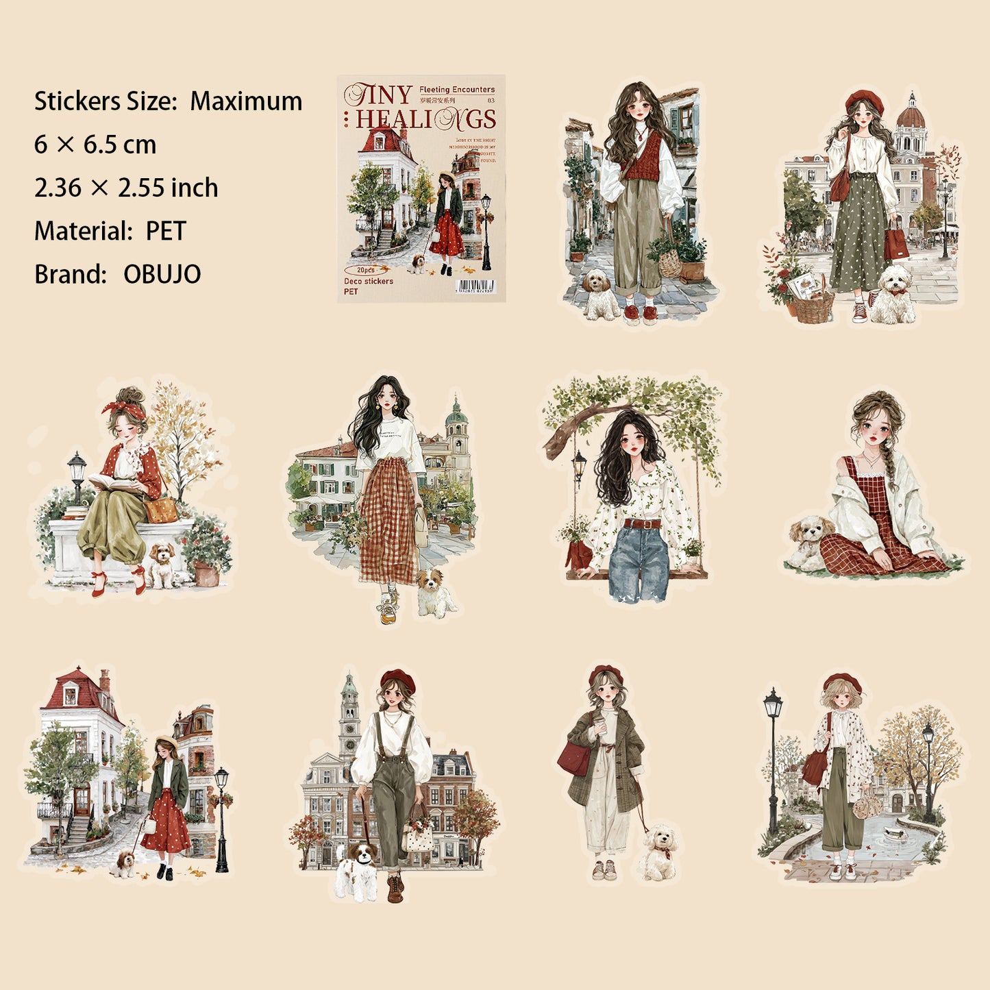 20 Pcs Girl Lifestyle PET Stickers SNCA