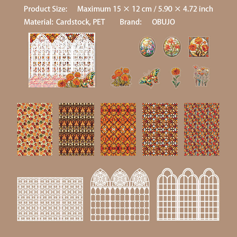 15 Pcs Windows Theme PET Stickers and Cardstock