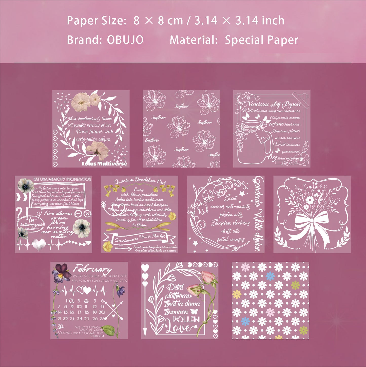 20 Pcs Buttefly Floral Scrapbook Paper BQXY