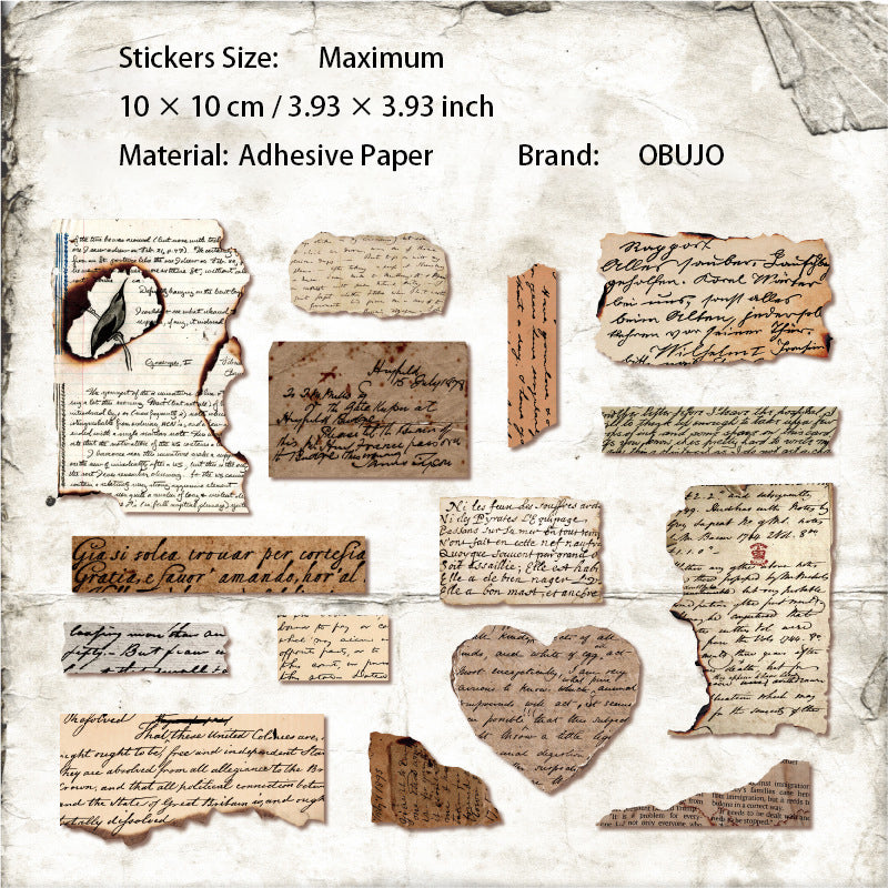 15 Pcs Burnt Vintage Journal Paper YLXJ