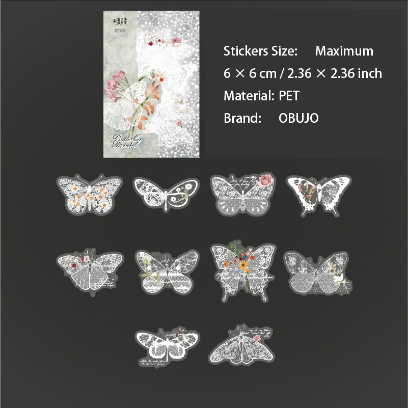 20 Pcs Lace Edged Floral PET Stickers LSHBWQ