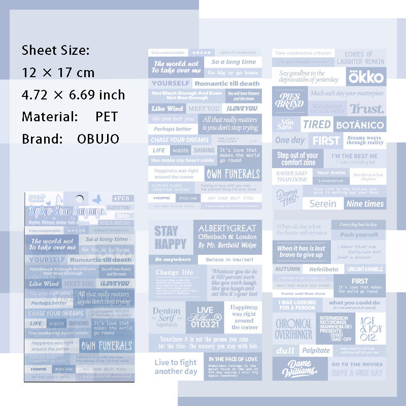 4 Sheets Vintage Quote Stickers YWXY