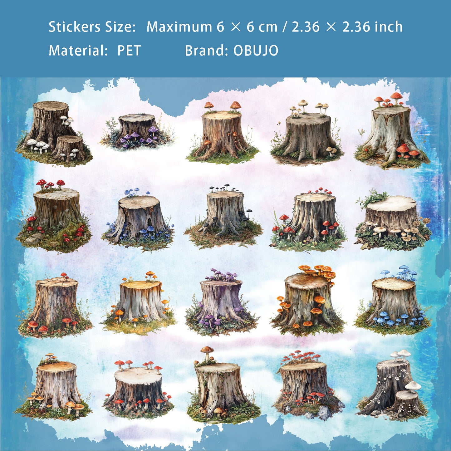 20 Pcs Wood Pile PET Stickers NLXL