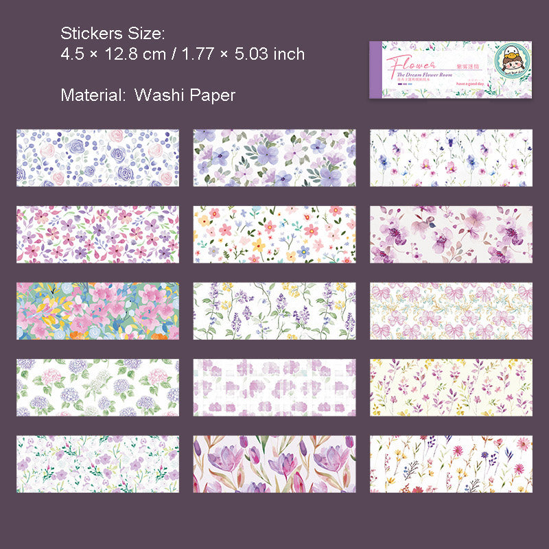 30 Pcs Floral Washi Stickers Book HMHJ