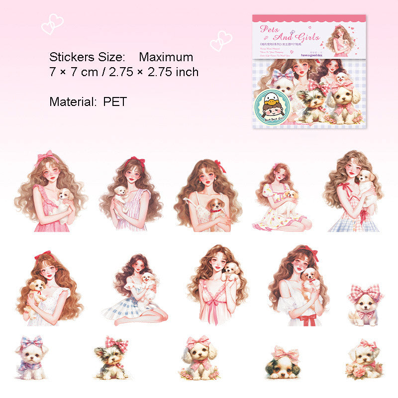 15 Pcs Pet Girl PET Stickers TDCW