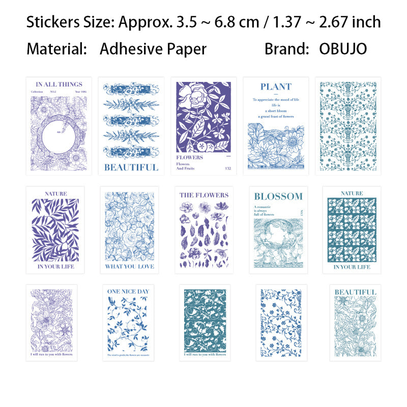 30 Pcs Botanical Art Themed Stickers ZWHX