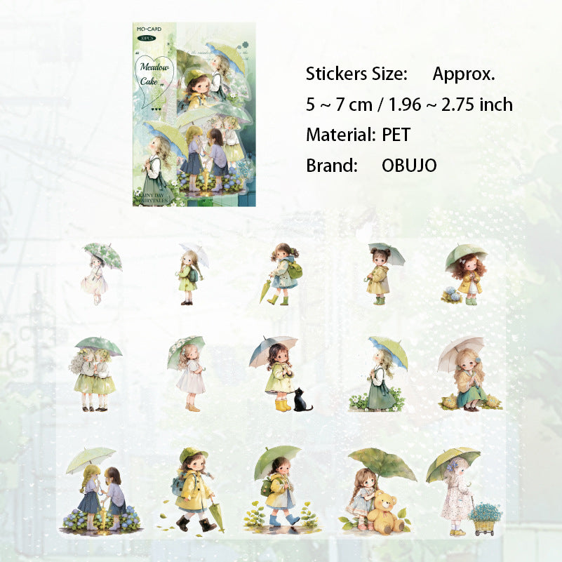 30 Pcs Rainy Childhood PET Stickers YJTH
